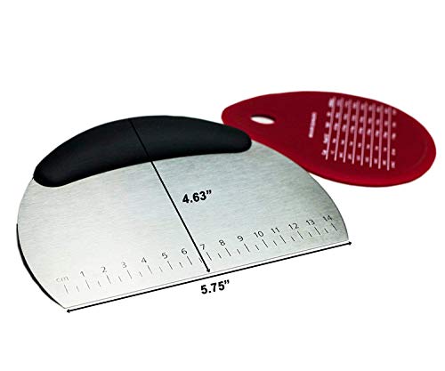 HUJI Stainless Steel Dough Scraper Pastry Cutter Chopper and Silicone Bowl Scraper with measurements