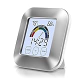 Adoric Life Indoor Thermometer Temperature Humidity Monitor with Smart Touchscreen Backlight Built-in Clock & Timer Digital Hygrometer