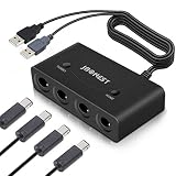 Gamecube Controller Adapter Switch with Turbo and Home Buttons for Wii U, Nintendo Switch, PC USB with 4 Port，Plug and Play，No Drivers Needed