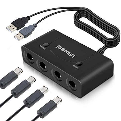 Gamecube Controller Adapter Switch with Turbo and Home Buttons for Wii U, Nintendo Switch, PC USB with 4 Port，Plug and Play，No Drivers Needed