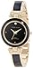 Anne Klein Women's AK/1140BKGB Gold-Tone and Black Resin Bangle Watch with Diamond Accent