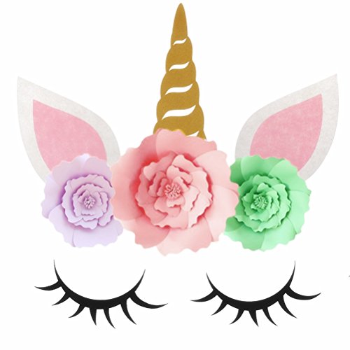 JETTINGBUY 1 Set of Unicorn Background Unicorn Wall Decor, Unicorn Party Decorations Backdrop Large Horn Ears Eyelashes Face Birthday Party Flower (Pattern - 5) - Thumbnail 7