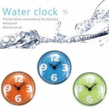 UR Bathroom Bathroom Glass Tile Wall Window Mirror Waterproof Clock With Sucker