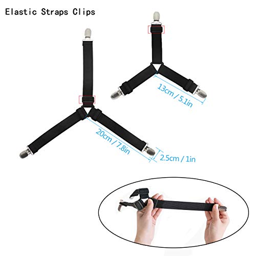 Yotako 4X Triangle Adjustable Fitted Bed Sheet Straps, Elastic Mattress Clips Sheet Grippers, Suspenders Bed Sheet Holder Corner Straps Sheet Fasteners Sheet Band - Thumbnail 4