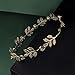LUX ACCESSORIES Gold Tone and Rhinestone Leaf Leaves Metal Flower Crown