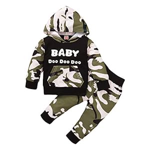 Xmiral Baby jongens lange mouwen brief hoodie + broek camouflage outfits