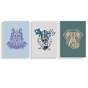 3 Panel Canvas Wall Art Wolf and Deer Canvas Prints Painting Wall Decor for Living Room Wooden Framed Home Decorations - 16"x24" x 3 Panels