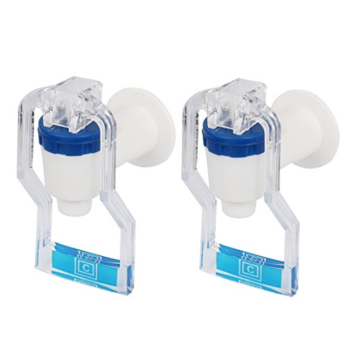 uxcell Plastic Home Push Type Water Dispenser Tap Faucet 2Pcs Blue Clear