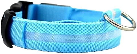 LED Dog Safety Collar Flashing Light up, Flashing Dog Collar with Batteries - Keep Your Friend Safe in Night Walks ( Large (17.7~20.5 inch), Blue) by WOWMO