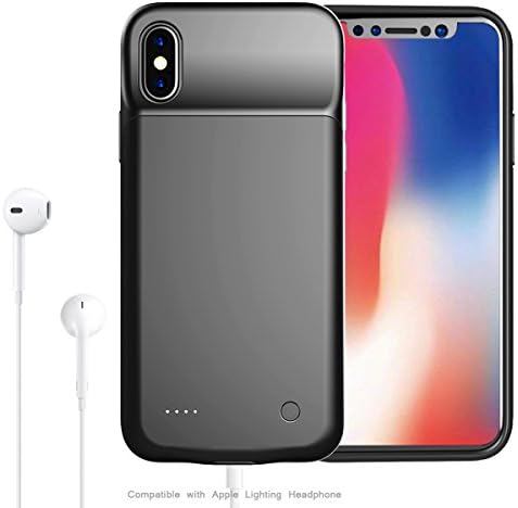 iPhone X Battery Case,3200mAh Rechargeable Battery Charger Case for iPhone X, Ultra Slim Protective Case Power Pack [Compatible with Apple Lightning EarPods] (Black)
