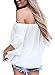 Asvivid Womens Solid Off The Shoulder Chiffon Blouses Short Bell Sleeve Tops Knotted Front Juniors Summer Shirt M White