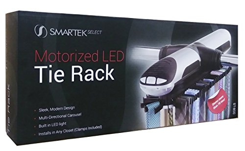 Automatic Motorized Tie Rack for Men, Revolving Tie Hanger Closet Organizer, with Built in LED Light, Holder for more than 70 Ties & Belts Rack Makes a Great Gift for him, Smartek ST-800