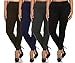 Women's Plus Size Basic Leggings 1X/2X - 4 pack (Black, Brown, Charcoal and Navy)