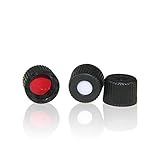 ALWSCI HPLC LC 8-425 Screw Thread Vial Caps, 8 mm, PTFE/Silicone Septa, Black, Polypropylene, 100 pcs/pk