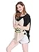 Allegra K Women Cat T Shirt Dolman Sleeve Loose Summer Tops Black S