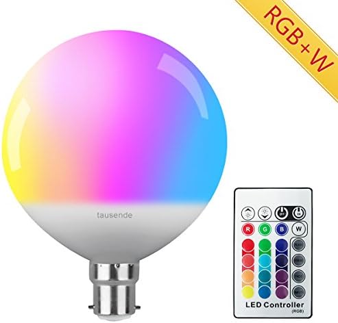 Led Colour Changing Light Bulbs Bayonet 10W Dimmable, TAUSENDE RGBW B22 Led Light Bulb With Remote Control Globe Mood Light Bulb Bayonet, 15 RGB Color Choices And Daylight White for Room Bar Party KTV Stage Decoration Effect Lights Bulb [Energy Class A++]