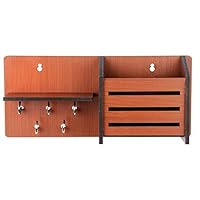 Sehaz Artworks DIY Side Shelf Pocket Manufactured Wood Key Holder (25 cm x 11 cm x 0.3 cm, Brown)