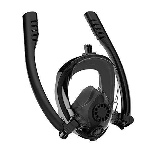 MEIKON Snorkel Mask Full Face Anti - Fogging Scuba Diving Mask with Double Tube Mask Free Breathing 180° Panoramic Viewing Anti-Fog Anti-Leak Camera Mount Snorkeling Mask for Adults Teenagers - Thumbnail 7