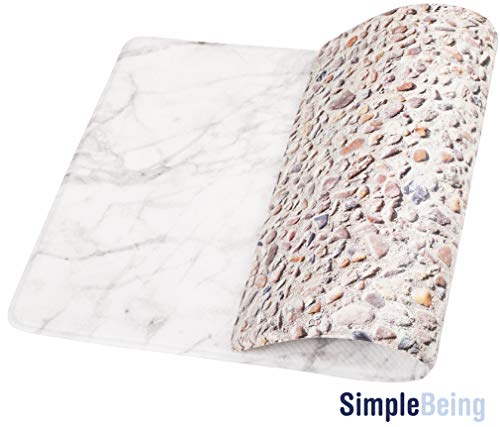 Simple Being Anti Fatigue Kitchen Floor Mat, Comfort Heavy Duty Standing Desk Mats, Ergonomic Non-Toxic Waterproof PVC Non Slip Washable For Indoor Outdoor Home Office Use (Marble/Pebbles, 30" x 18"