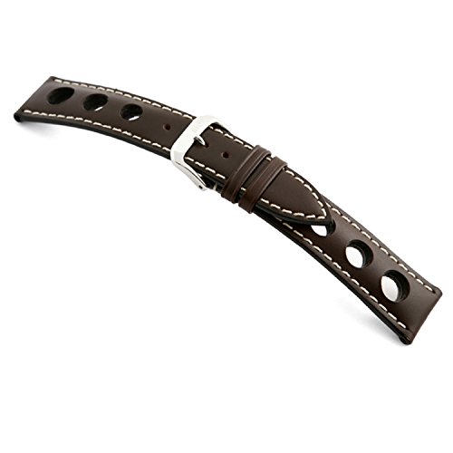 19mm RIOS1931 Mocha Kaluga - Genuine Russian Leather Watch Band with Racing Holes 114x82