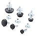 Glarks 36-Pack 3 Size Screw On Black Glides Adjustable Furniture Foot Levelers with 35Pcs T-Nuts, 72pcs Total