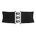 Vintage Wide Hook Elastic Waist Belt Waistband Plus Stretchy Cinch Belt, Black, Large