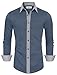 TAM WARE Mens Casual Slim Fit Contrast Lining Button Down Dress Shirts TWCS22-INDIBLUE-US M