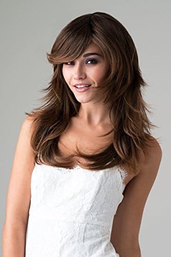 Warm Brown Wig Long Layered Flicked Tips Selina Amazon Co Uk