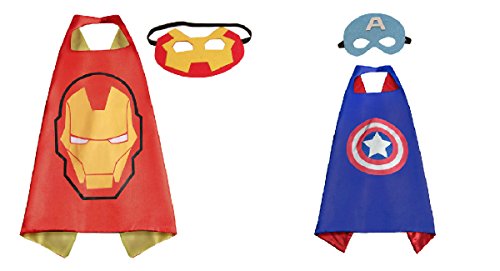 Captain America & Ironman Costumes - 2 Capes, 2 Masks w/Gift Box by Superheroes