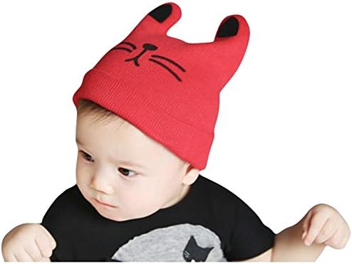 Datework Baby Knitted Cat Ear Beanie Winter Warm Hat (Red)