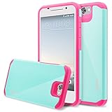 HTC One A9 Case, RANZ Hot Pink with Aqua Blue Hard Impact Dual Layer Shockproof Bumper Case For HTC One A9