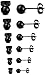 Jstyle Jewelry Stainless Steel Mens Womens Ball Stud Earrings Round 2-7mm 6 Pairs Black