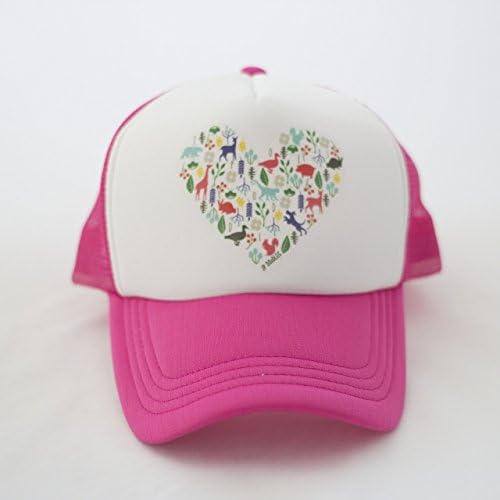 Hot Pink Heart Adult Womens Snapback Trucker Hat by JP DOoDLES