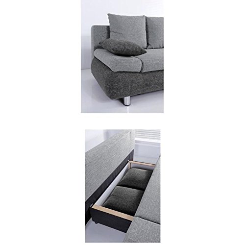 Naho Canape Droit Convertible Pieds Metal Chrome 3 Places Tissu