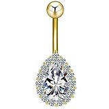 Body Jewelry/Navel Rings/Belly Piercing 14g Titanium Steel Zircon Teardrop Belly Button Ring