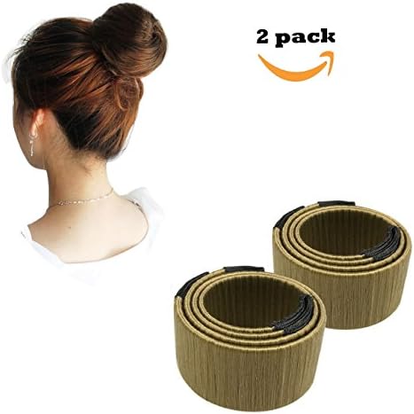 Qorol 2Pcs Bun Maker Foam French Twist Wig Hairdisk Hairstyle Clip Hair Donut Bob Maker Hair Tool for Girls and Women