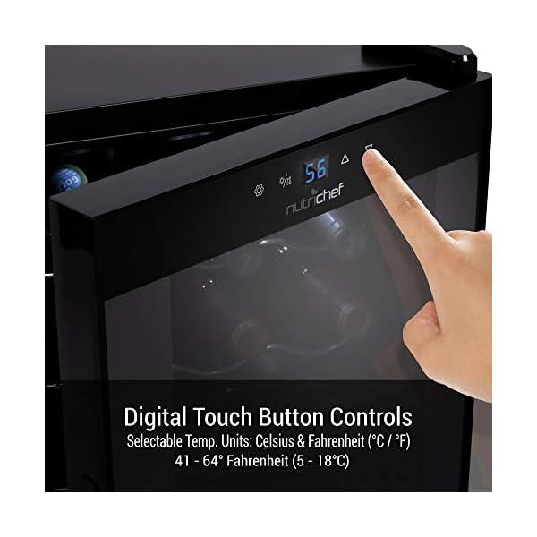 15-Bottle-Wine-Cooler-Refrigerator-White-Red-Wine-Fridge-Chiller-Countertop-Wine-Cooler-Freestanding-Compact-Mini-Wine-Fridge-15-Bottle-Capacity-Digital-Control-Glass-Door-NutriChef-PKCWC150