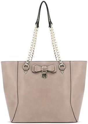 LYDC London Tote Bags with Chain Details Handles for Female and High Quality Bags with Fashion Convenient Designed (Nude)