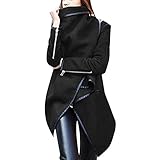 ClothingLoves Women's Solid Wool Blends Long Trench Coats XX-Large Black