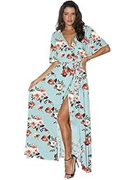 Azalosie - Maxivestido de manga corta para mujer, diseño floral