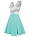 MISSKY Women's Open Back Sleeveless Sexy Hollow out Black White Stripe Slim Fit and Flare Classical Casual Cute Mini Cocktail Retro Vintage Swing Dress (S, Mint)