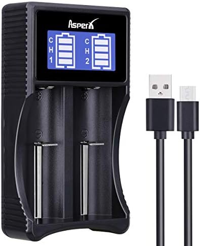 Asperx 18650 Battery Charger with Smart LCD Dispaly for Rechargeable Batteries 10440 14500 16340 18650 RCR123 26650 Ni-MH Ni-Cd AA AAA Li-ion LiFePO4 IMR