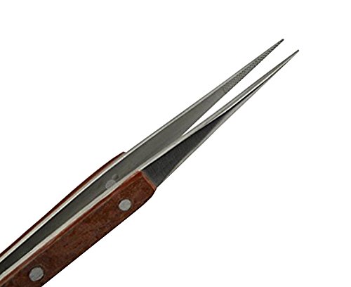 6-1/4" Straight Fine Point Fiber Cross-Locking Tweezers for Soldering Welding Jewelry Making Repair
