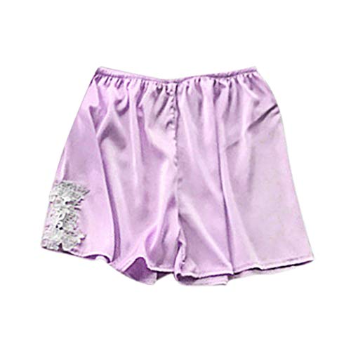 Women's Boxer Shorts Pajama Bottoms Solid Boxer Shorts Lace Hem Pajamas Shorts Sexy Plus Size Stain Sleep Shorts Pink