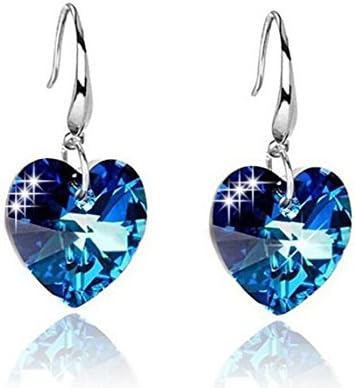 ONLY NICE 925 Sterling Silver Love Heart French Hook Dangle Earrings with Synthetic Crystal for Womens Girl Gift