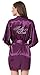 JOYTTON Women's Satin Kimono Robe with Embroidered Mother of the Bride Short