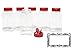 Baire Bottles 16 oz Empty Clear Plastic Spice Jars with Shaker Lids 6 Pk Sifter Shaker Holes Pour Open Sides Sealed for Freshness Liners BPA Free Waterproof Labels USA (Red Flapper Lid, Damask Labels)