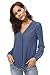 Urban CoCo Womens V Neck Ruffled Shoulder Business Causal Chiffon Blouse Button Down Shirts (L, Greyish Blue)