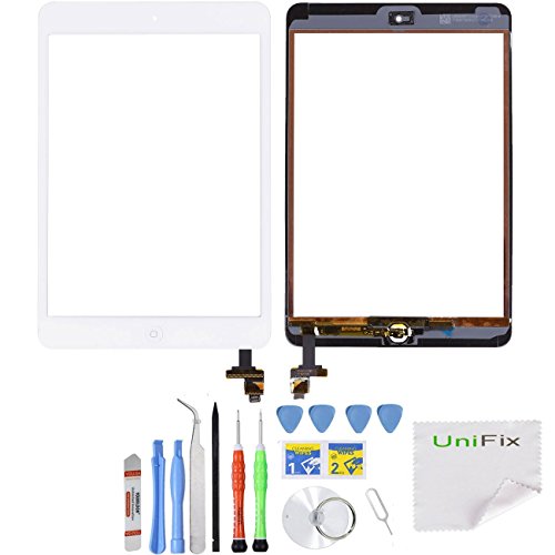 Unifix-Touch-Glass-Digitizer-Replacement-Screen-with-IC-Connector-Chip-and-Home-Button-Flex-Assembly-for-iPad-Mini-1-2-with-Adhesive-Premium-Tool-Kit