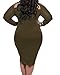 BIUBIU Women's Plus Size Sexy Long Sleeve Club Bodycon Bandage Midi Dress Green 2XL